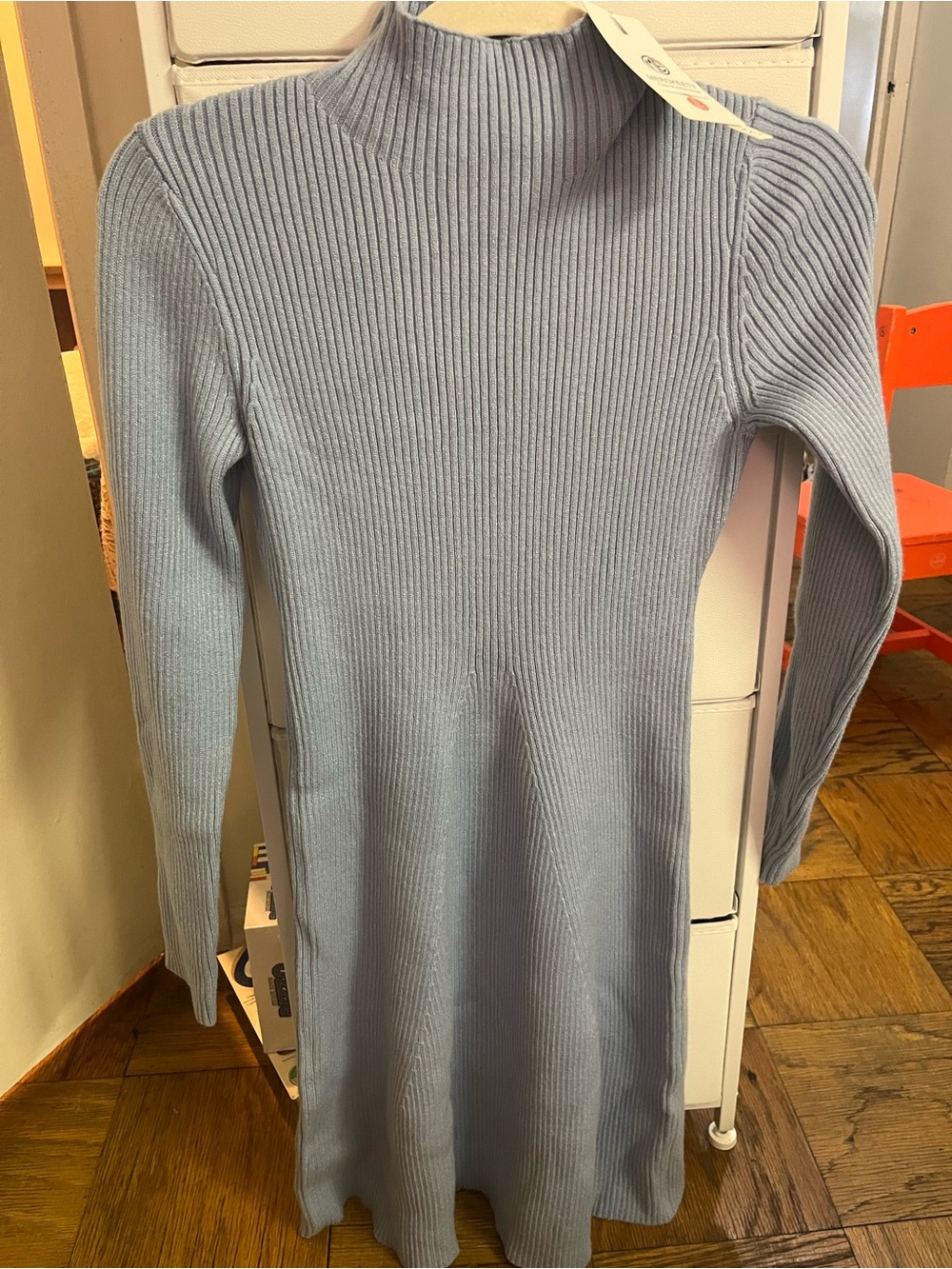 Women's Ribbed Mockneck Sweater Dress - light blue